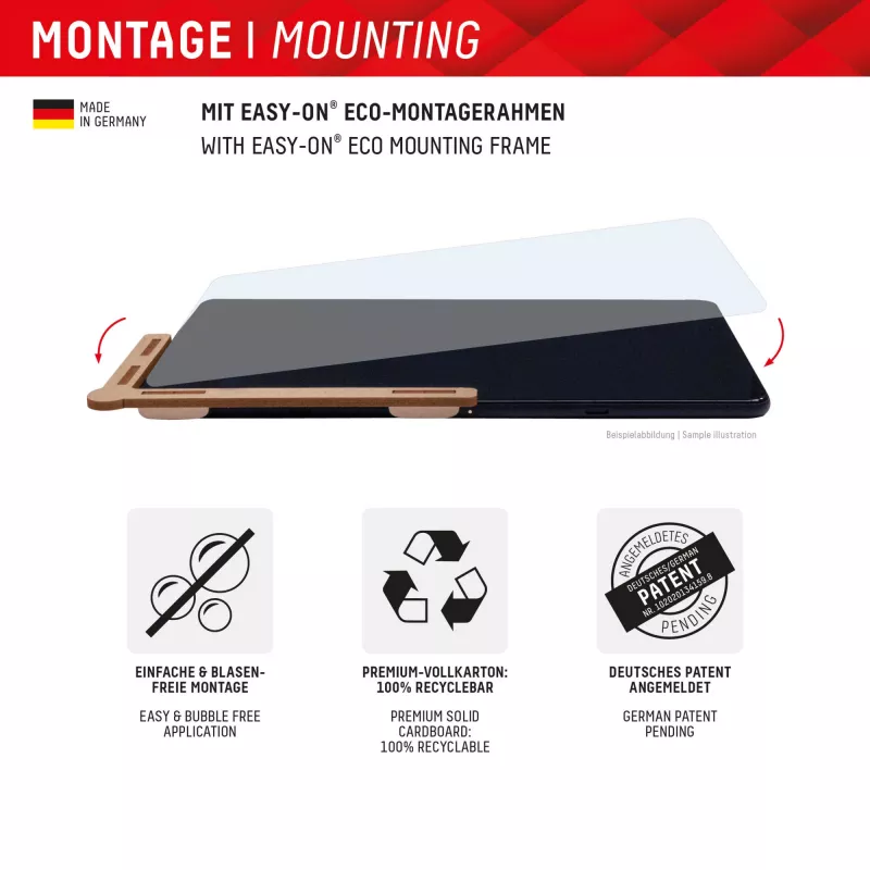 Displex Vetro per tablet (9H) per Samsung Galaxy Tab S10 Ultra/S11 Ultra, cornice di montaggio Eco, infrangibile