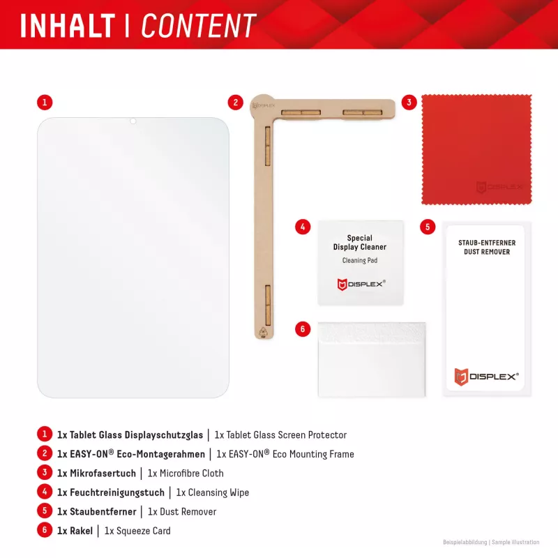 Displex Vetro per tablet (9H) per Samsung Galaxy Tab S10 Ultra/S11 Ultra, cornice di montaggio Eco, infrangibile