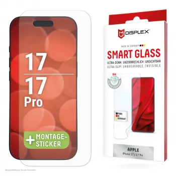 DISPLEX Smart Glass (9H) per Apple iPhone 17/17 Pro, adesivo di montaggio, infrangibile