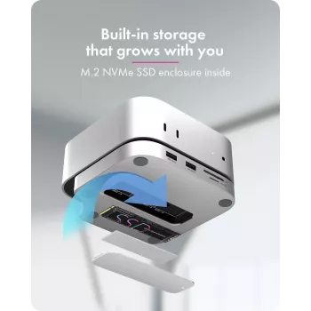 ICY BOX docking station USB Type-C 7-in-1 con slot M.2 NVMe, SSD, scheda di memoria, M.2, 4 TB, USB 3.2 Gen 2 (3.1 Gen 2) Type-C, argento, alluminio