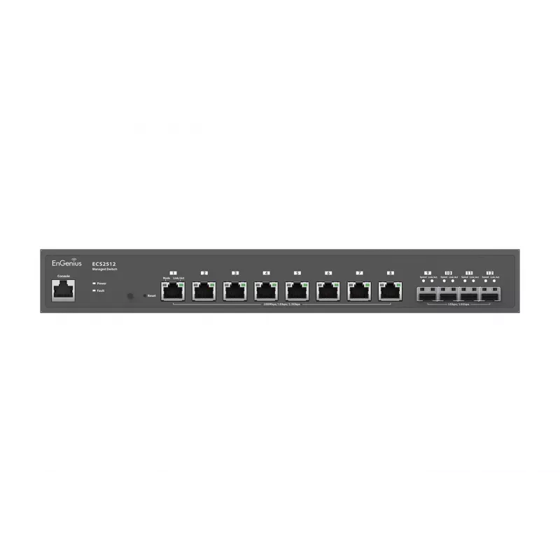 Switch gestito EnGenius Cloud 8 porte 2.5GbE 4xSFP+ L2+ 13i, gestito, L2+, 2.5G Ethernet (100/1000/2500), full duplex, installazione rack
