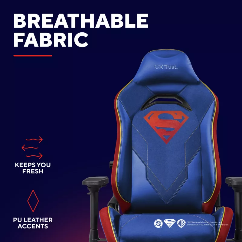 Sedia gaming TRUST RUYA PRO GXT721SM Superman — design ergonomico, regolabile in altezza