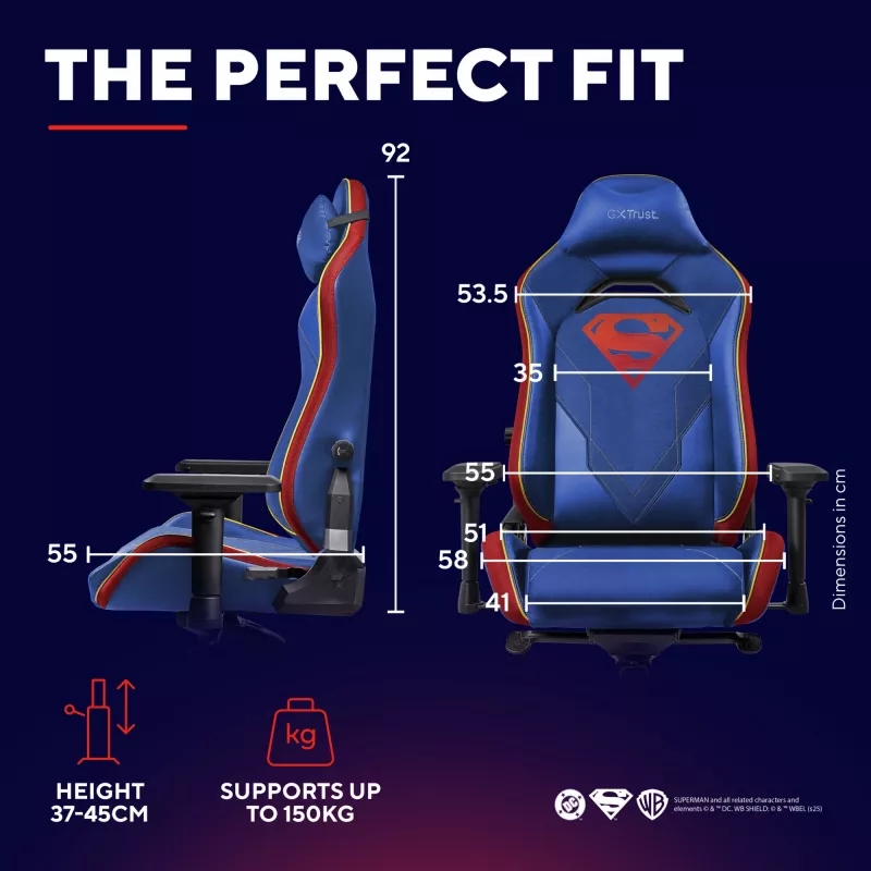 Sedia gaming TRUST RUYA PRO GXT721SM Superman — design ergonomico, regolabile in altezza