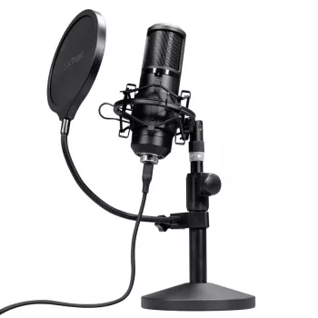 Microfono da studio TRUST GXT 269 Emita II — microfono USB con filo, corpo in metallo, montaggio da tavolo, nero (42×162×42 mm)