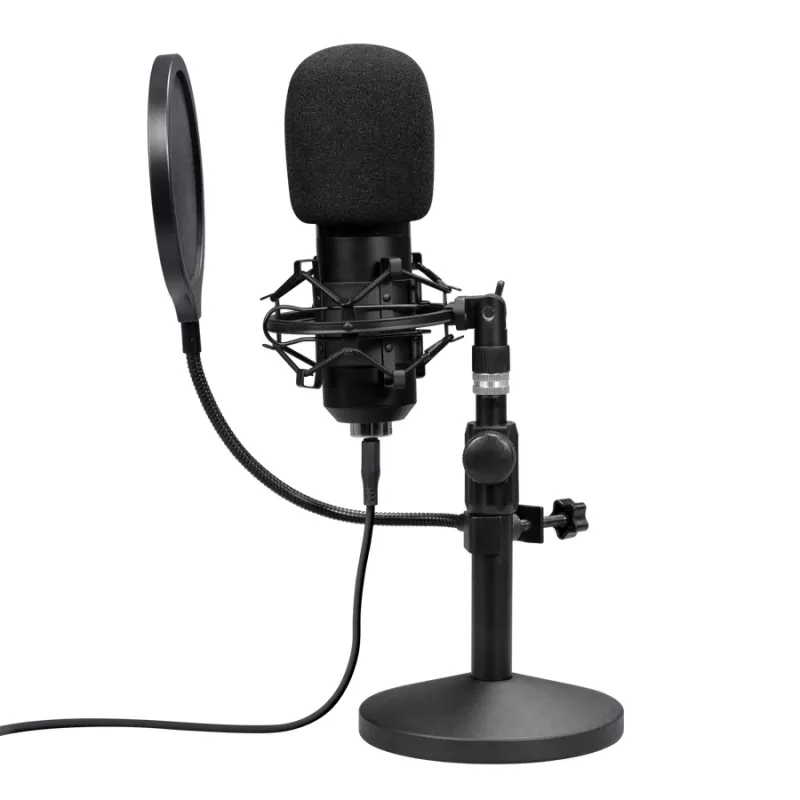 Microfono da studio TRUST GXT 269 Emita II — microfono USB con filo, corpo in metallo, montaggio da tavolo, nero (42×162×42 mm)