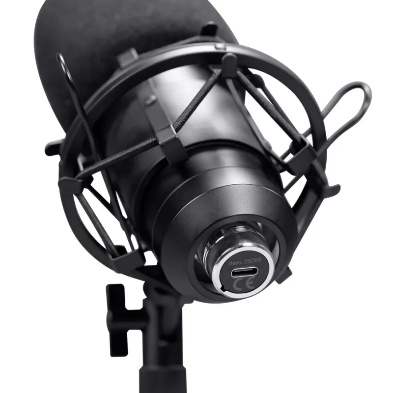 Microfono da studio TRUST GXT 269 Emita II — microfono USB con filo, corpo in metallo, montaggio da tavolo, nero (42×162×42 mm)