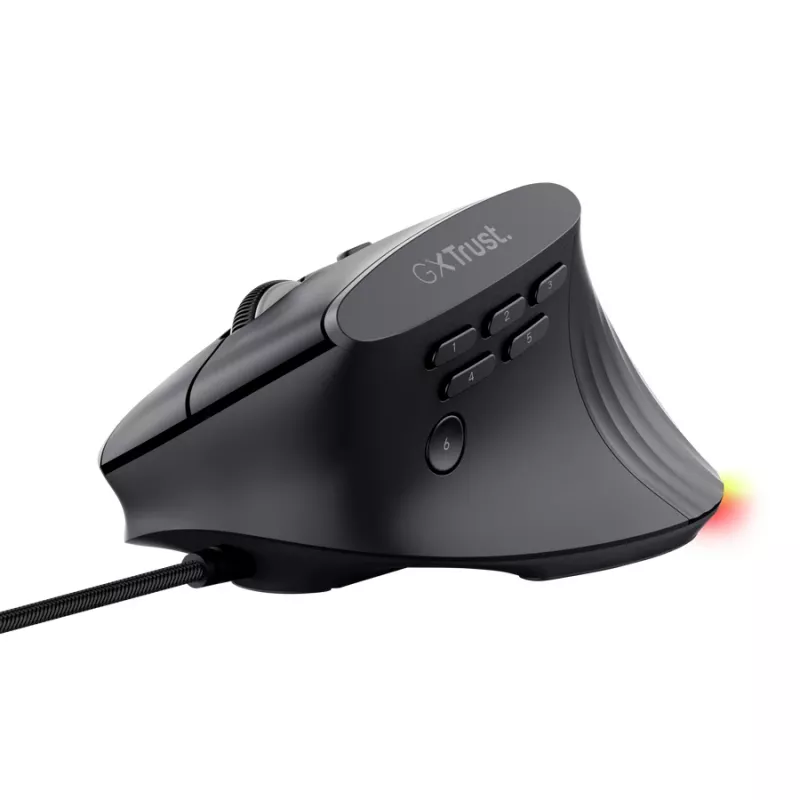 Mouse gaming TRUST GXT 145 Rexxa per destrimani USB Type-A 12800 DPI, con filo, rotella RGB, nero