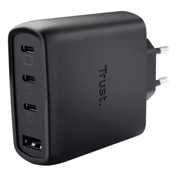 Caricabatterie rapido AC TRUST Maxo 65W per interni, 3× USB-C, max 20V, cavo 2 m, nero