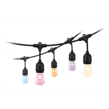 WiZ String Lights, catena luminosa intelligente, Wi-Fi/Bluetooth, nera, Wi-Fi 4 (802.11n), 802.11b, 802.11g, LED, plastica