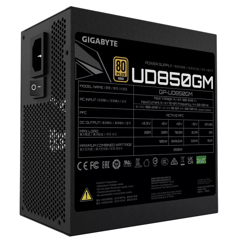 GIGABYTE UD850GM Alimentatore 850 W 20+4 Pin ATX ATX Nero