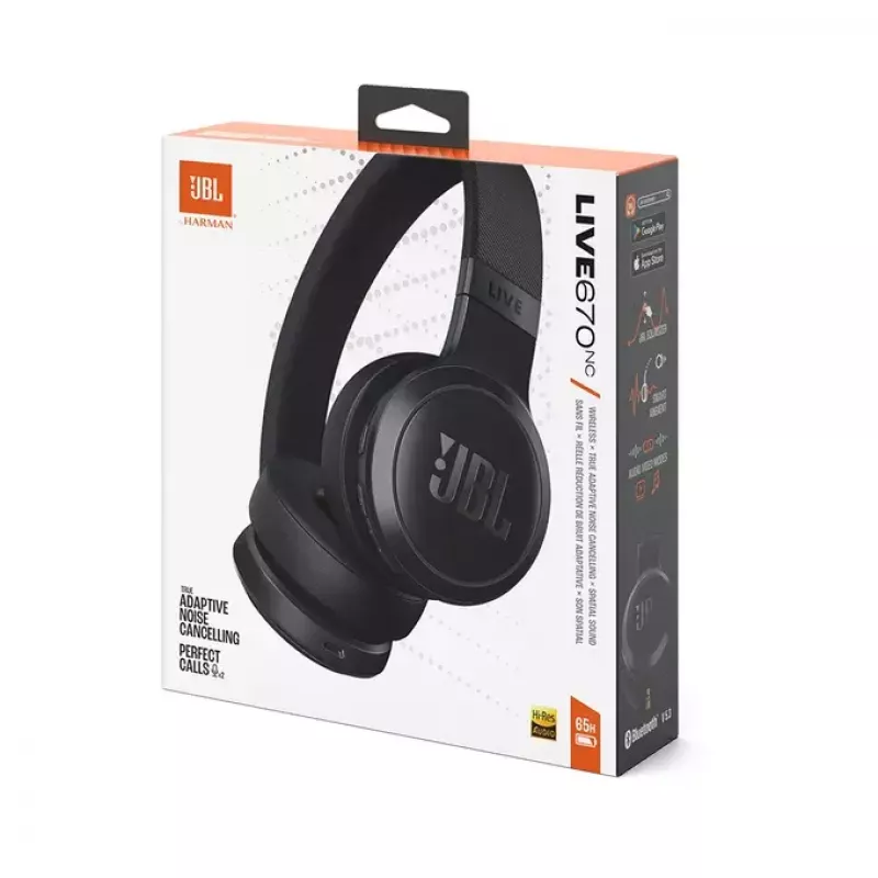 Cuffie JBL Live 670NC headset wireless con archetto chiamate/musica Bluetooth nero
