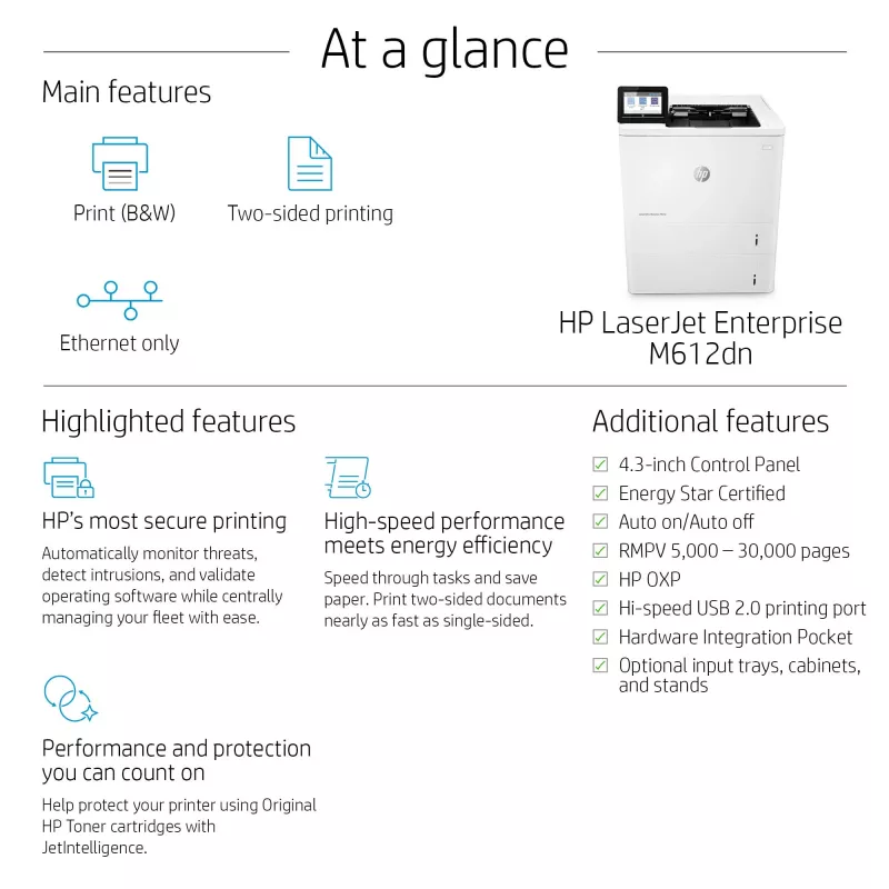 Stampante HP LaserJet Enterprise M612dn Laser Bianco