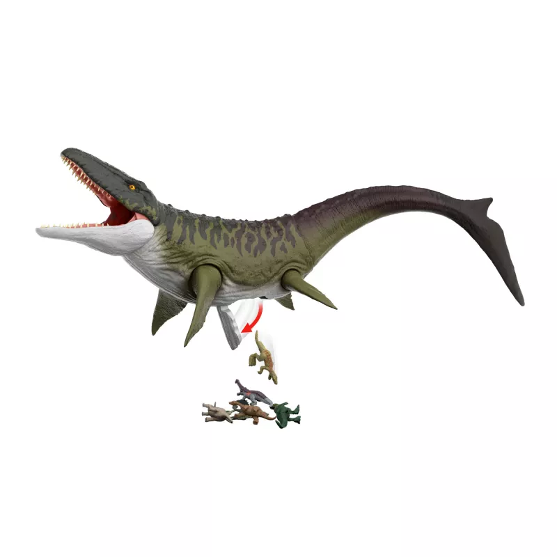 Jurassic World Rebirth Super Colossal Mosasaurus action figure, dinosauro giocattolo