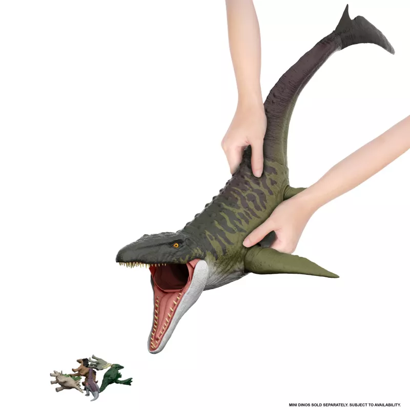 Jurassic World Rebirth Super Colossal Mosasaurus action figure, dinosauro giocattolo