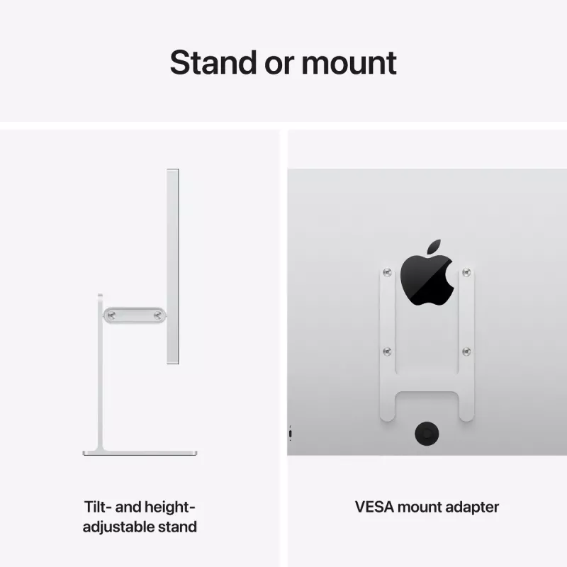 Monitor Apple Studio Display XDR — 27 pollici 5K (5120×2880), LED, vetro nano-texture, supporto inclinabile e regolabile in altezza, argento