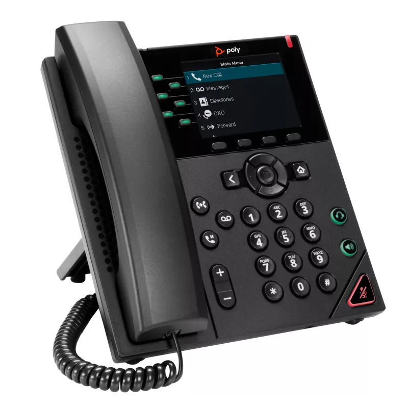 HP Poly VVX 350 telefono IP a 6 linee con PoE, telefono IP, nero, cornetta con filo, 6 linee, LCD, 8,89 cm (3,5 pollici)