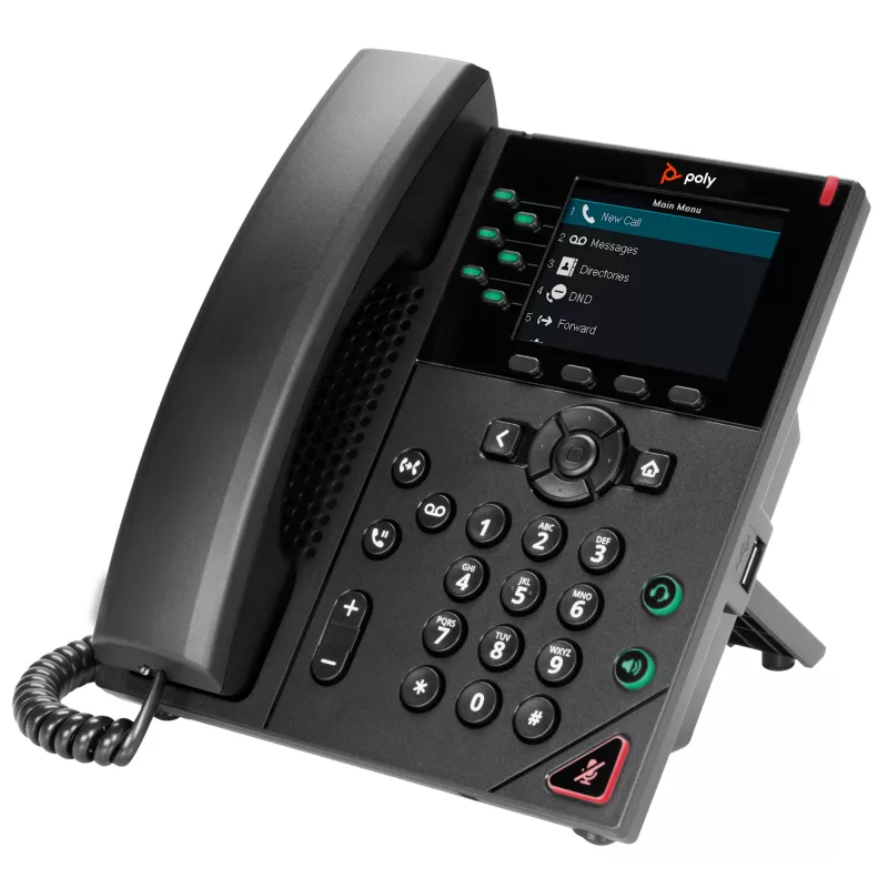 HP Poly VVX 350 telefono IP a 6 linee con PoE, telefono IP, nero, cornetta con filo, 6 linee, LCD, 8,89 cm (3,5 pollici)