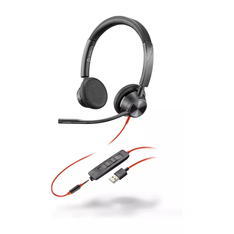 HP Poly Poly Blackwire 3325 cuffie USB-A, con filo, ufficio/call center, 130 g, cuffie, nero