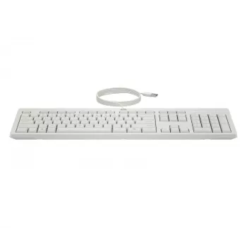 HP 225 combinazione mouse e tastiera con filo, Full-Size (100%), con filo, USB, bianco, mouse incluso