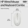 HP 225 combinazione mouse e tastiera con filo, Full-Size (100%), con filo, USB, bianco, mouse incluso