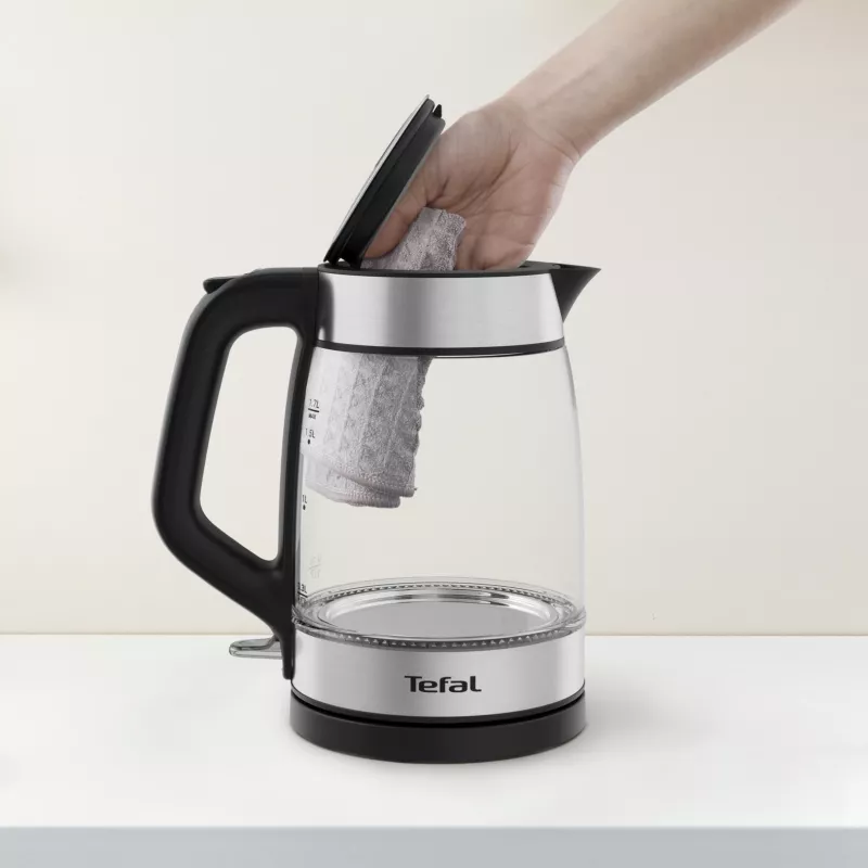Bollitore in vetro Tefal KI605830 bollitore elettrico 1,7 L 2200 W nero, argento, trasparente