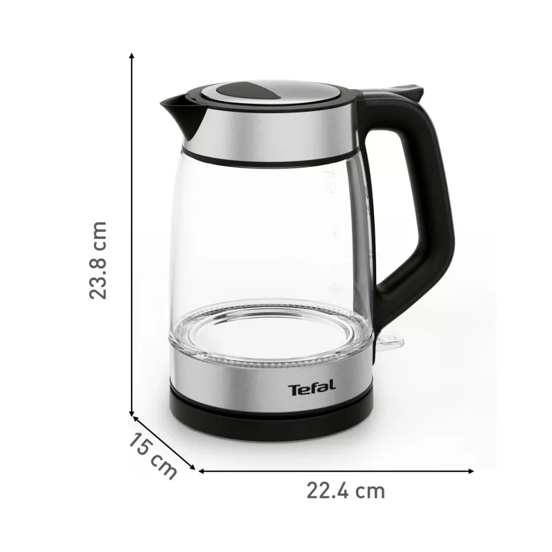 Bollitore in vetro Tefal KI605830 bollitore elettrico 1,7 L 2200 W nero, argento, trasparente