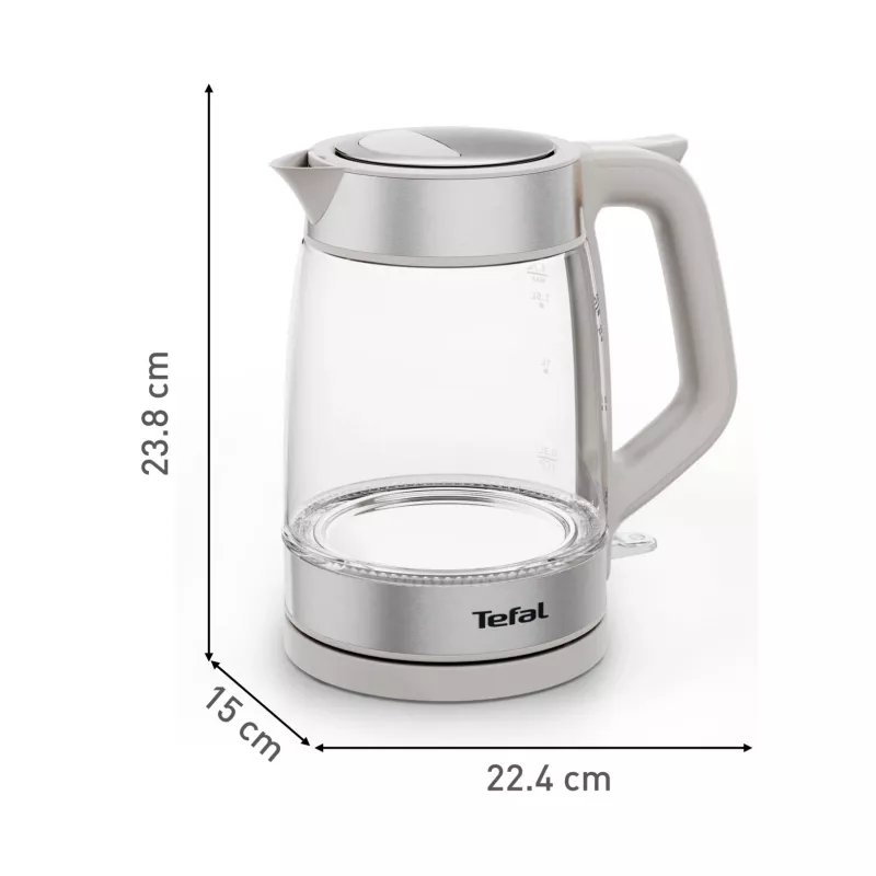 Bollitore in vetro Tefal KI605B30 bollitore elettrico 1,7 L 2200 W grigio, argento, trasparente