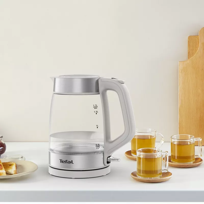 Bollitore in vetro Tefal KI605B30 bollitore elettrico 1,7 L 2200 W grigio, argento, trasparente
