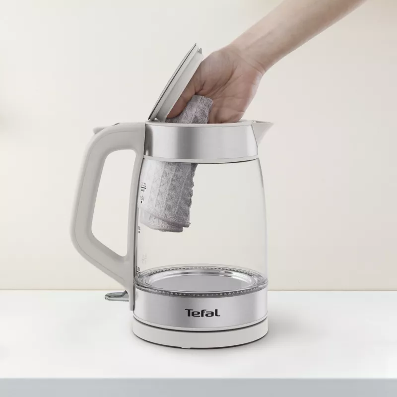 Bollitore in vetro Tefal KI605B30 bollitore elettrico 1,7 L 2200 W grigio, argento, trasparente