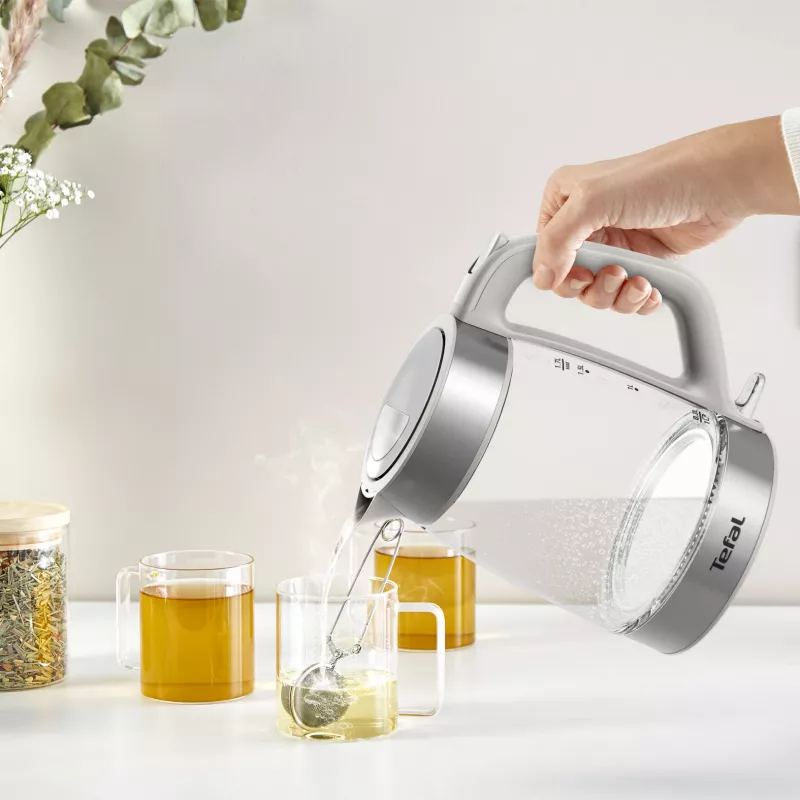 Bollitore in vetro Tefal KI605B30 bollitore elettrico 1,7 L 2200 W grigio, argento, trasparente