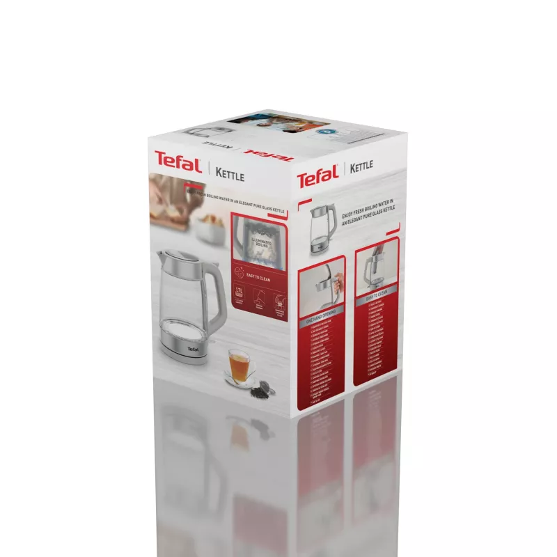 Bollitore in vetro Tefal KI605B30 bollitore elettrico 1,7 L 2200 W grigio, argento, trasparente