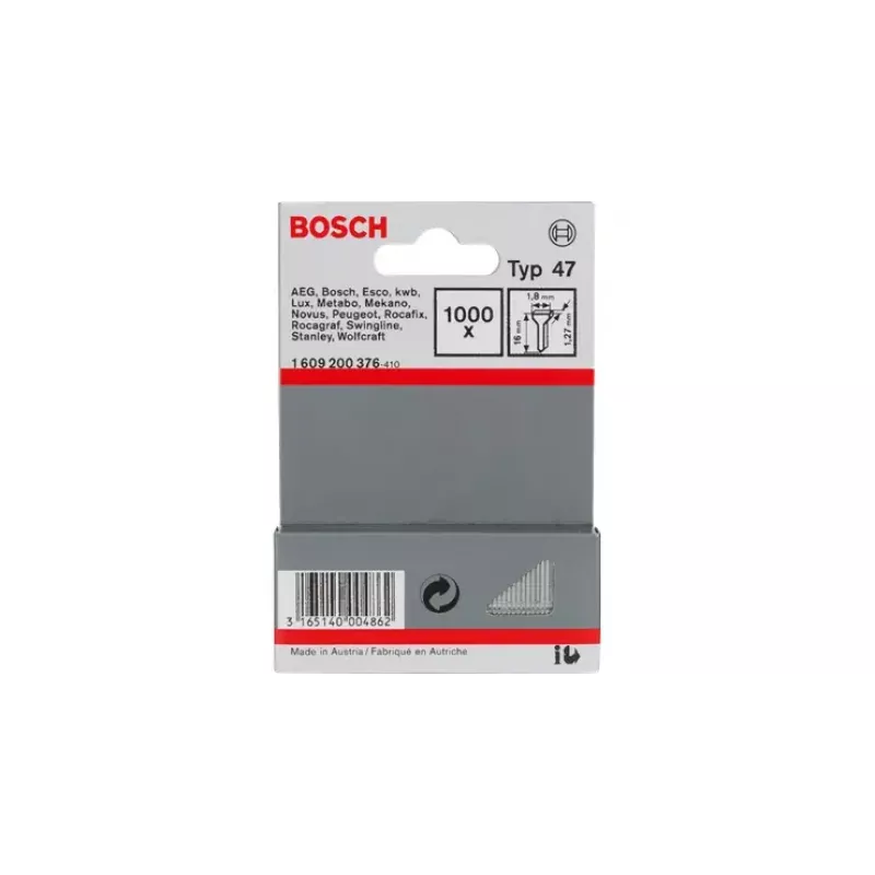 Chiodo per chiodatrice Bosch 1609200376 Tipo 47 lunghezza 16 mm quantità 1000 pezzi