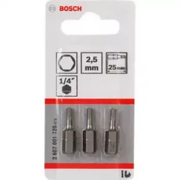 Bosch inserto esagonale 2,5 mm extra duro, 3 pz. (2607001720)