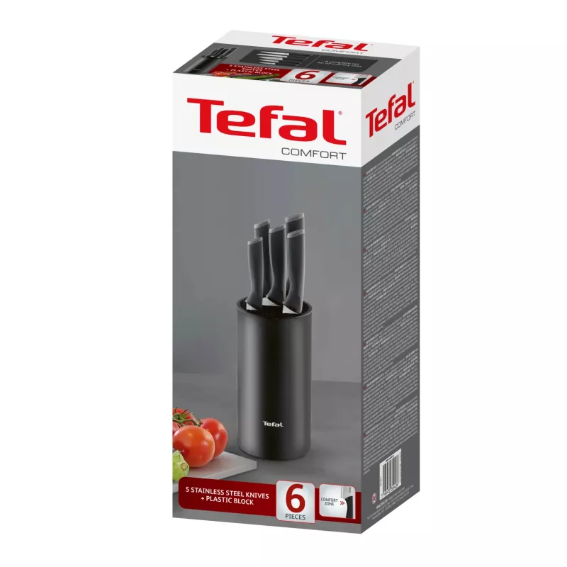 Set di coltelli da cucina Tefal K2216S74 — lame in acciaio inox, lunghezza lama 20 cm, set da 5 pezzi