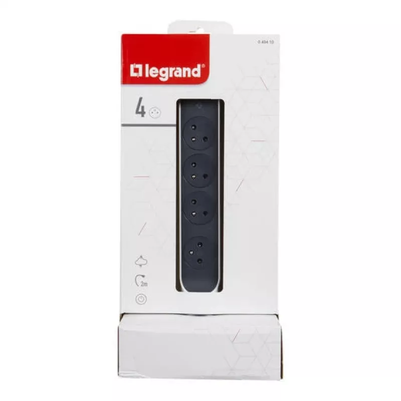 Legrand 049410 prolunga elettrica 2 m 4 presa/e AC per interni grigio, bianco