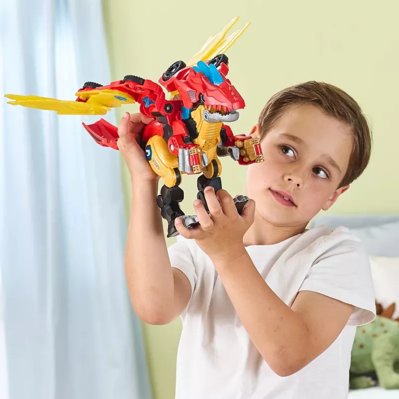 Figura da gioco VTech Switch & Go Combo Mega Dragon — set giocattolo drago-veicolo trasformabile