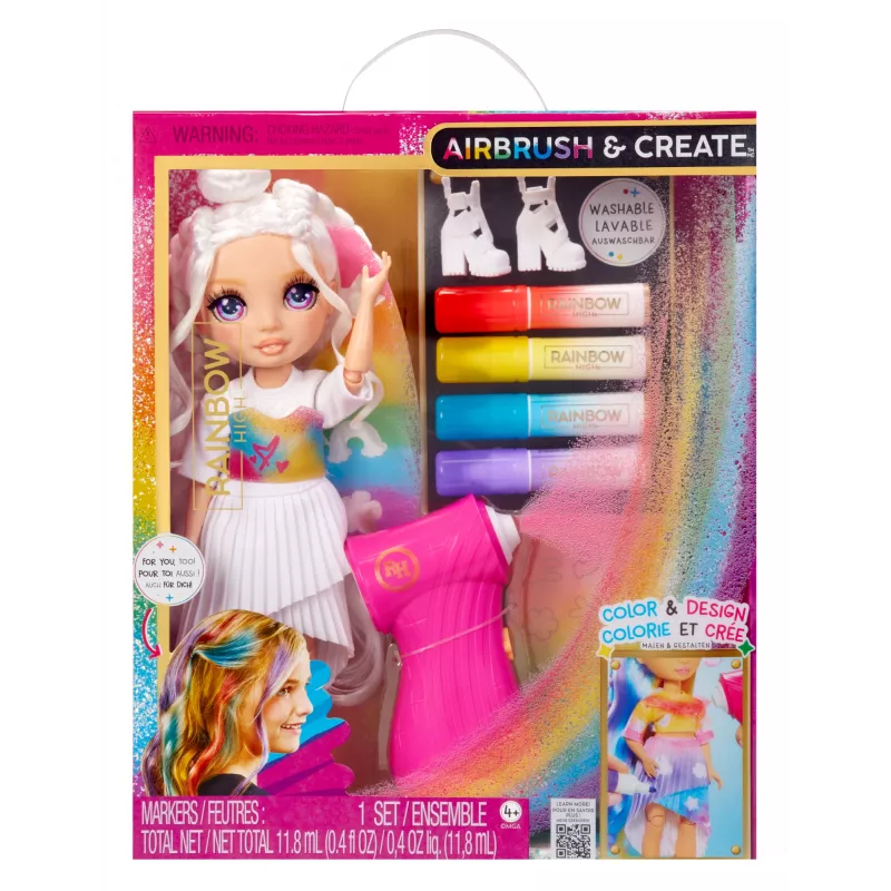 Bambole moda Rainbow High Air Brush & Create – occhi viola, bambola moda, femmina, 4 anni, bambino/bambina, multicolore
