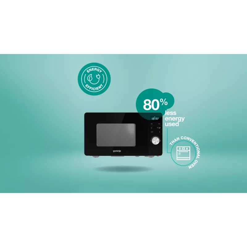 Gorenje Microonde MO20A3B, da appoggio, microonde solo, 20 l, 800 W, display integrato, LED