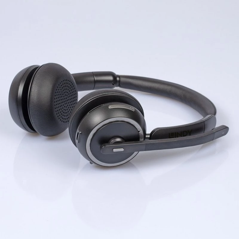Lindy L118 cuffie wireless con cancellazione del rumore e stazione di ricarica