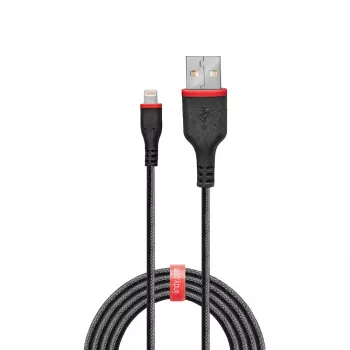 Lindy cavo rinforzato da 1 m USB Type-A a Lightning, 1 m, Lightning, USB A, connettore maschio, connettore maschio, nero