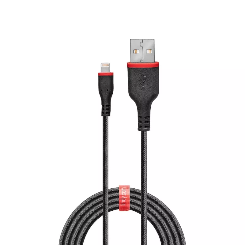 Lindy cavo rinforzato da 1 m USB Type-A a Lightning, 1 m, Lightning, USB A, connettore maschio, connettore maschio, nero