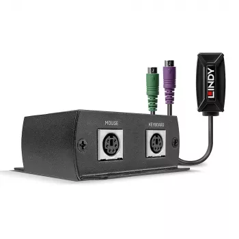 Lindy 100m PS/2 KM Cat.5e/6 extender, trasmettitore e ricevitore, con filo, 100 m, Cat5e, Cat6, nero, CE, FCC, RoHS e REACH, CP65