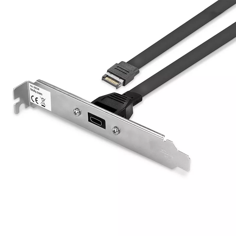 Lindy Single Port USB 3.1 Gen 2 Type C Back Plate, 0,45 m, USB A, connettore maschio, connettore maschio, 0 - 65 °C, 0 - 70 °C