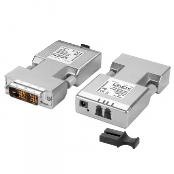 Lindy 1500m Fibre Optic DVI-D Single Link Extender, DVI, DVI-D, 1920 x 1200 pixel, argento, 1500 m, 40 x 70 x 15 mm