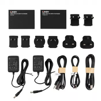 Lindy HDMI, KVM e IR over IP Extender, trasmettitore e ricevitore, con filo, 150 m, Cat5e, Cat6, nero, metallo