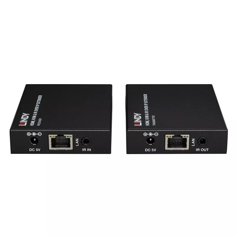 Lindy HDMI, KVM e IR over IP Extender, trasmettitore e ricevitore, con filo, 150 m, Cat5e, Cat6, nero, metallo
