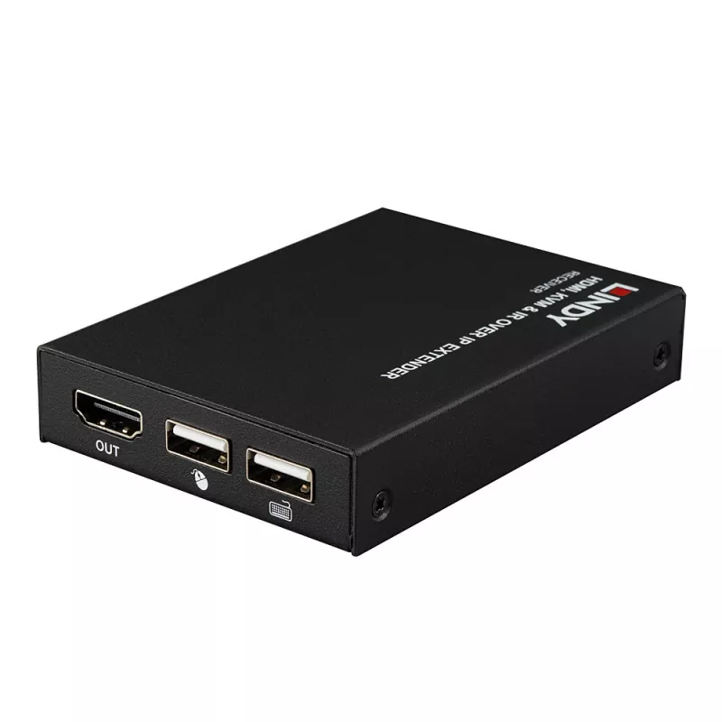 Lindy HDMI, KVM e IR over IP Extender, ricevitore, trasmettitore e ricevitore, con filo, 150 m, Cat5e, Cat6, nero, metallo