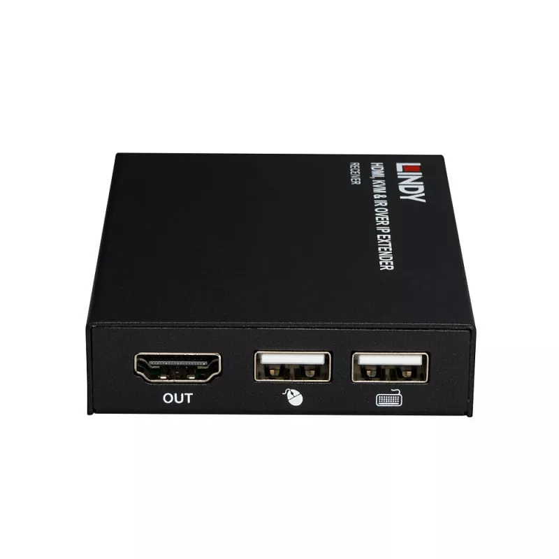 Lindy HDMI, KVM e IR over IP Extender, ricevitore, trasmettitore e ricevitore, con filo, 150 m, Cat5e, Cat6, nero, metallo