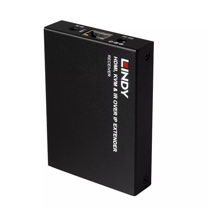 Lindy HDMI, KVM e IR over IP Extender, ricevitore, trasmettitore e ricevitore, con filo, 150 m, Cat5e, Cat6, nero, metallo