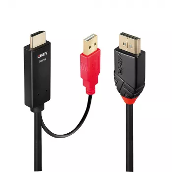 Lindy cavo HDMI a DisplayPort 0,5 m, 0,5 m, DisplayPort, HDMI + USB, connettore maschio, connettore femmina, oro